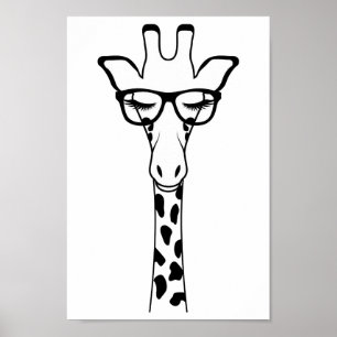 Affiche Poster- Pépinière Enfants Chambre Giraffe Lunettes