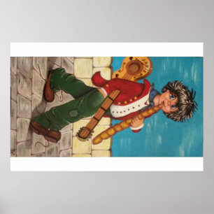 Affiche Poster. Poulbot à la guitare