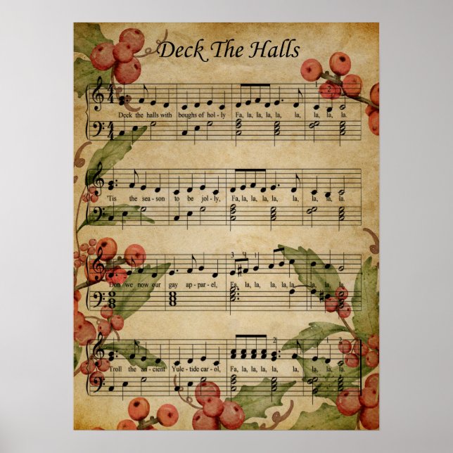 Affiche Poster-Sheet Music Art-Deck the Halls (Devant)