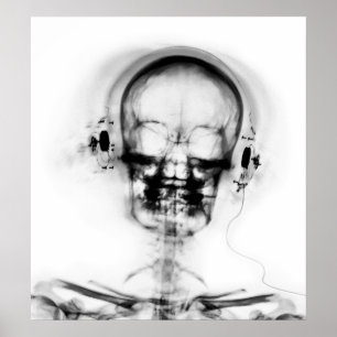 AFFICHE POSTER- SKELETON DE MUSIQUE X RAY BLACK GRAY B&W