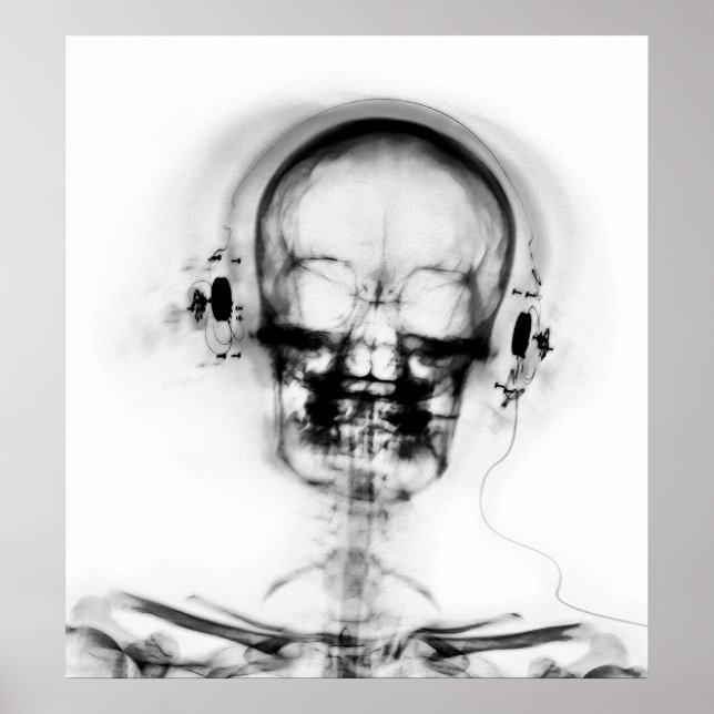 AFFICHE POSTER- SKELETON DE MUSIQUE X RAY BLACK GRAY B&W (Devant)