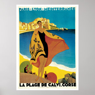 Affiche Póster vintage La Plage de Calvi: Roger Broders