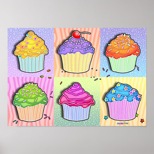 Affiche Posters, Imprimés - Pop Art Cupcakes (Devant)