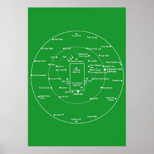 Affiche POSTES DE PITCH DE CRICKET - Diagramme des positio
