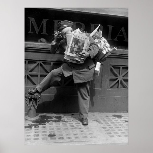 Affiche Postman surchargé, années 1920 (Devant)