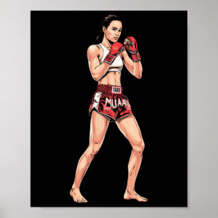 Affiche Posture de kickboxing Boxe thaïlandaise Un combatt