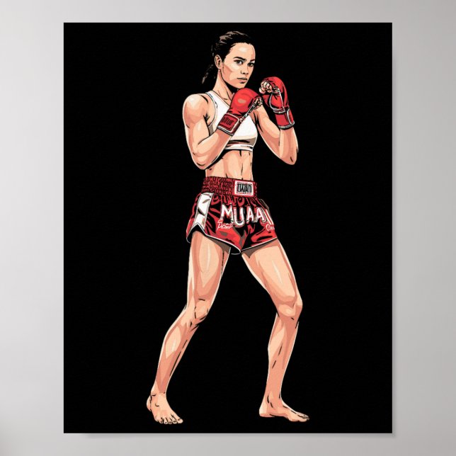 Affiche Posture de kickboxing Boxe thaïlandaise Un combatt (Devant)