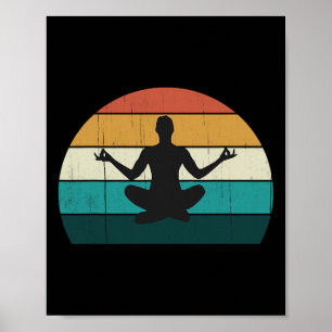 Affiche Posture de yoga rétro Vintage Méditation de l'espr