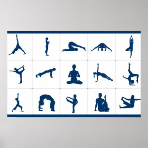 Affiche Postures de yoga Arbre de Vie, Lotus et plus Graph