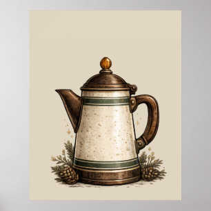 Affiche Pot à café en émail vintage