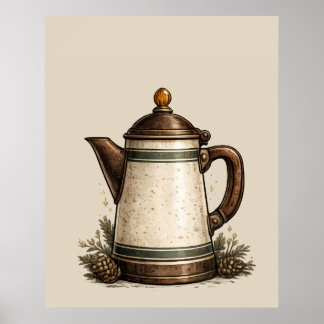 Affiche Pot à café en émail vintage