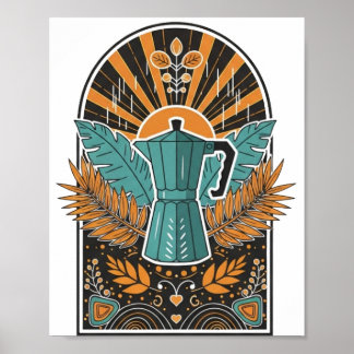 Affiche Pot à café Moka vintage - Arch Botanica rétro bohè
