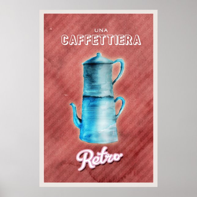 Affiche Pot à café vintage bleu (Devant)