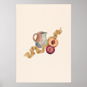 Affiche Pot à fleurs en céramique de pêche et prune Art de
