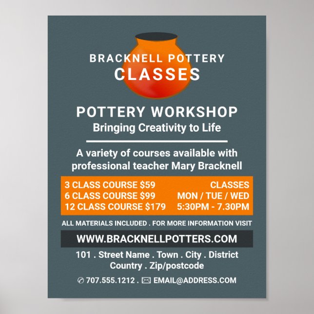 Affiche Pot Conception, Cours De Poterie, Potters (Devant)