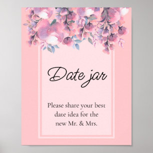 Affiche Pot de date Dusty Rose Floral d'automne douche de 