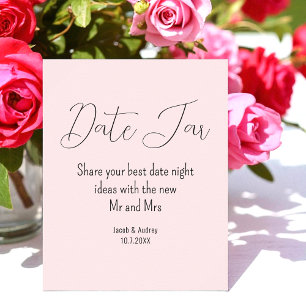 Affiche Pot de date rose poudré pour mariage 