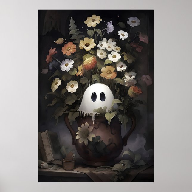 Affiche Pot de fleurs fantôme rustique imprimable portrait (Devant)