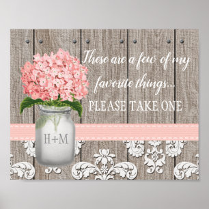 Affiche Pot de fleurs Hydrangea rose Merci de n'en prendre