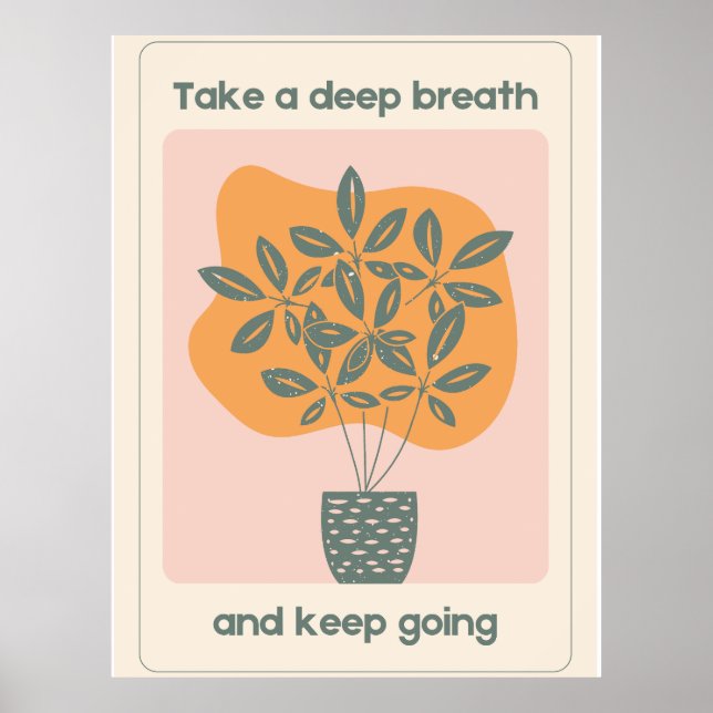 Affiche Pot de Plante esthétique bio orange beige (Devant)