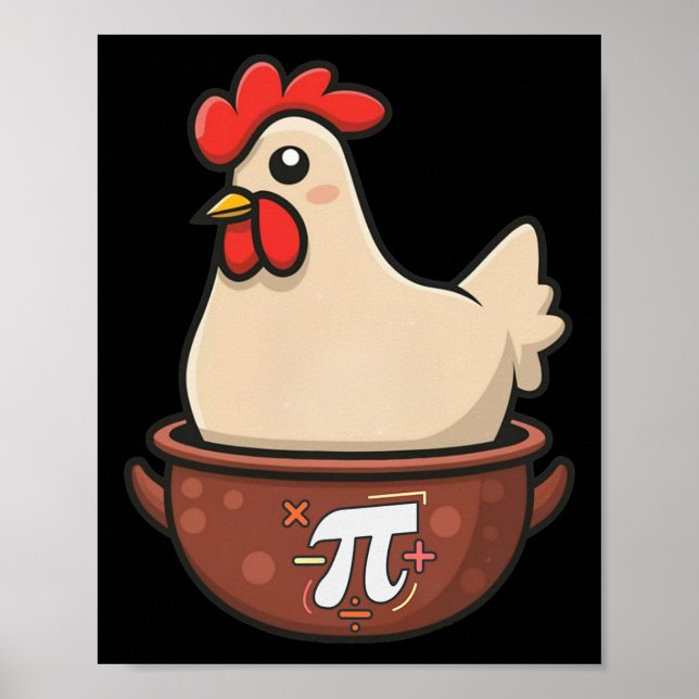 Affiche Pot De Poulet Pi Drôle Jour De Tarte Caricature Po (Devant)