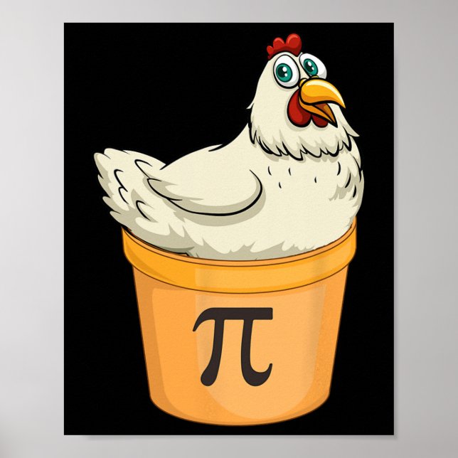 Affiche Pot de poulet tarte amusant Math Pun Pi de poulet  (Devant)