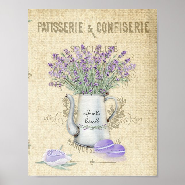 Affiche Pot en Émail Vintage Lavande Française (Devant)