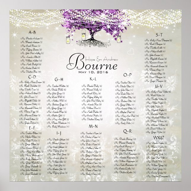 Affiche Pot Mason Violet Radieux Arbre à Cœur Feuille de L (Devant)