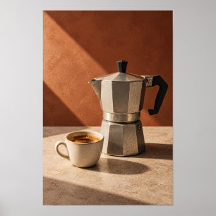 Affiche Pot Moka Italien et Espresso – Chaud Minimalisme C