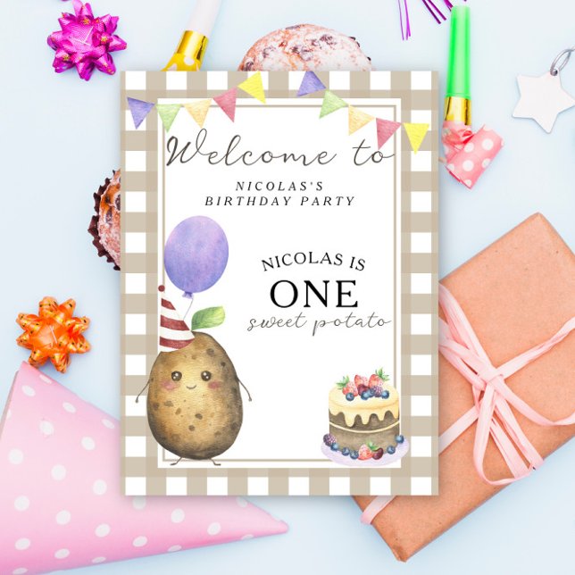 Affiche Potato Fête d'anniversaire de 1 an Bienvenue (Créateur téléchargé)
