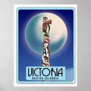 Affiche Poteau totem Victoria Colombie-Britannique.