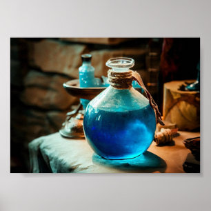 Affiche Potion bleue en laboratoire d'alchimie