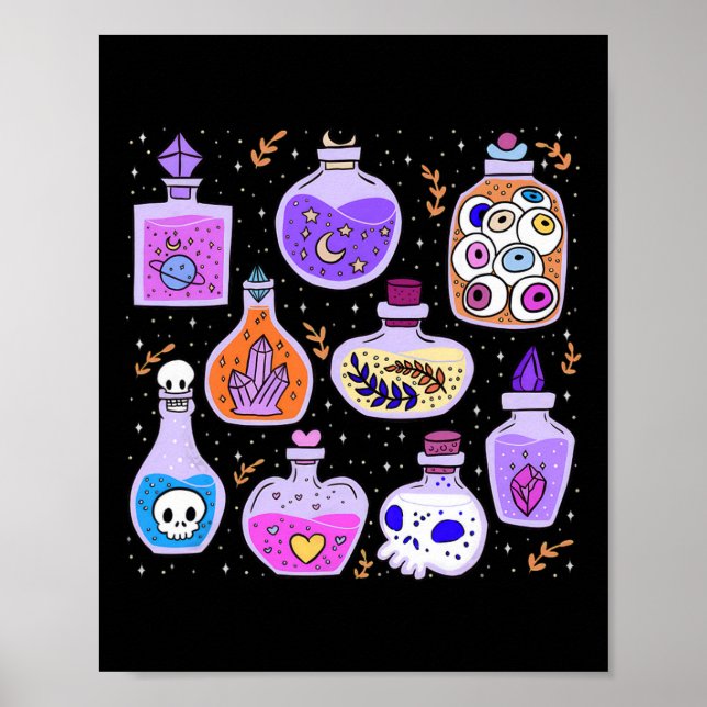 Affiche Potions magiques Bouteilles Halloween démangeaison (Devant)