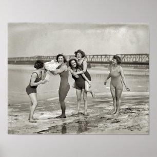 AFFICHE POTOMAC RIVER WINTER SWIM 1924