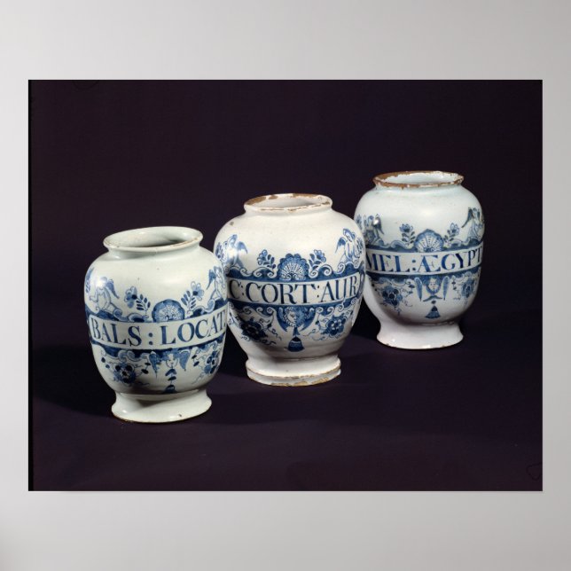 Affiche Pots de drogue d'apothecaires, vers 1740 (Devant)