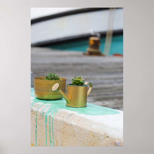 Affiche Pots Rustiques Golden Paint Turquoise Running (Devant)