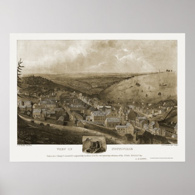 Affiche Pottsville, PA Carte panoramique - 1922 (Devant)