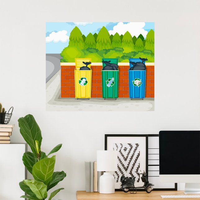 Affiche Poubelles de tri des déchets codés par couleur (Créateur téléchargé)