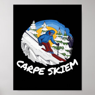 Affiche Poudre drôle de ski Carpe Skiem