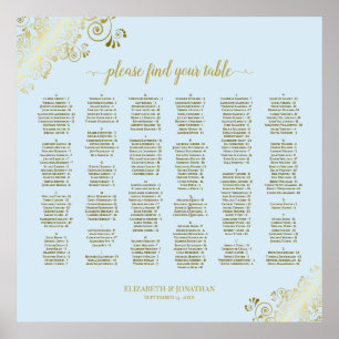 Affiche Poudre en dentelle d'or Bleu Alphabétique Diagramm