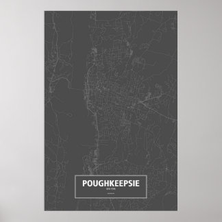 Affiche Poughkeepsie, New York (blanc sur noir)