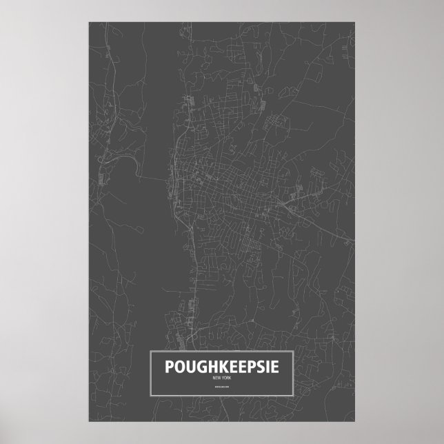 Affiche Poughkeepsie, New York (blanc sur noir) (Devant)