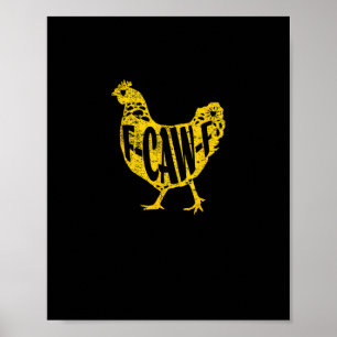 Affiche Poulailler de poulet drôle F-Caw-F poule volaille 