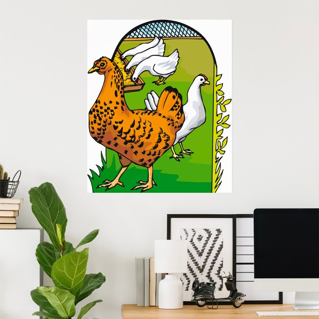 Affiche Poulailler de poulets frais de la ferme Scène de c (Créateur téléchargé)