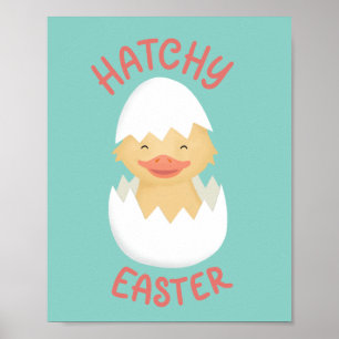 Affiche Poule à couver de Pâques mignonne à couver