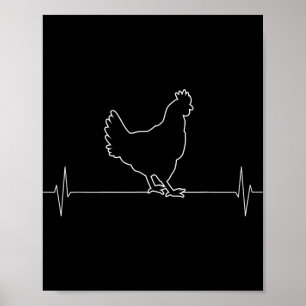 Affiche Poule Animale Vintage Battement de Coeur