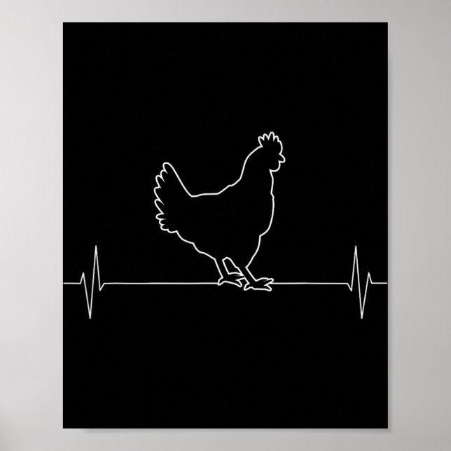 Affiche Poule Animale Vintage Battement de Coeur  (Devant)