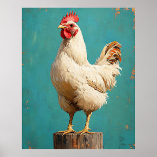 Affiche Poule Blanche Fière