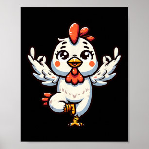 Affiche Poule de yoga mignonne Gymnastique Fitness Workout