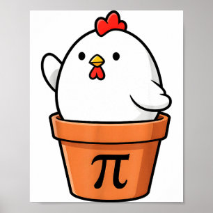 Affiche Poule drôle Pot Pie Joyeux Pi Day 3.14 Math Enseig